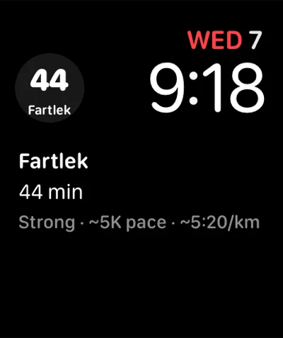 A Shway Shway complication on an Apple Watch face showing today's session.